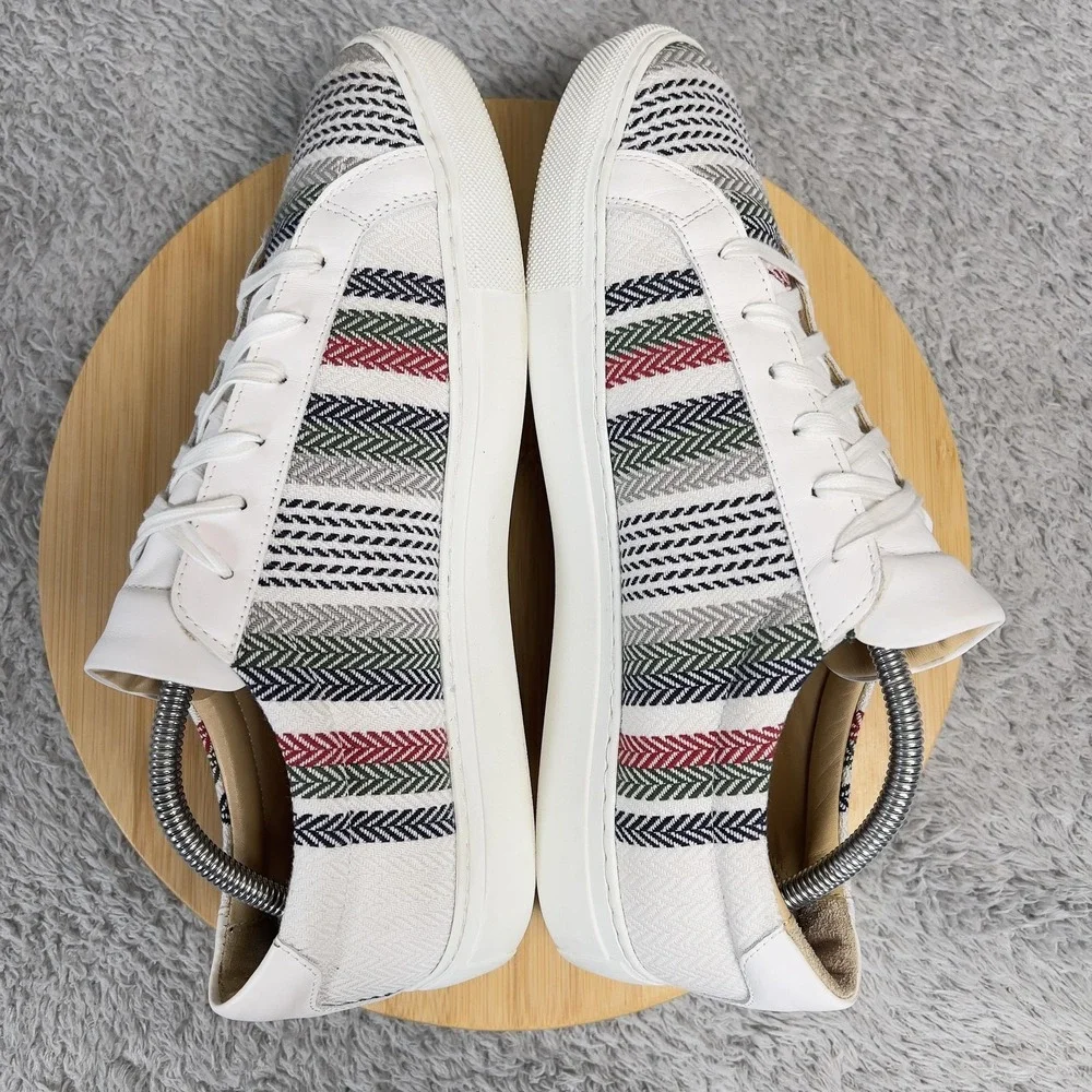 TAFT Shoes Mens Size 10 Multicolor Leather Jacquard Stripe Casual Sneakers